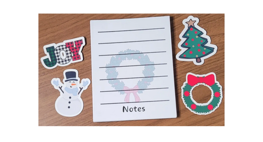 Handmade Festive Notepad and Sticker Bundle