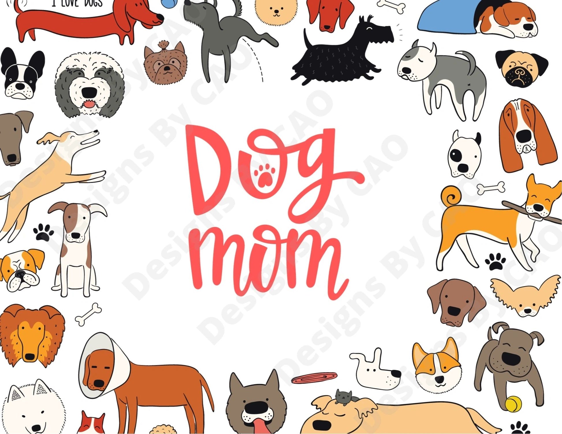 Dog Mom Sublimation Template Digital Design